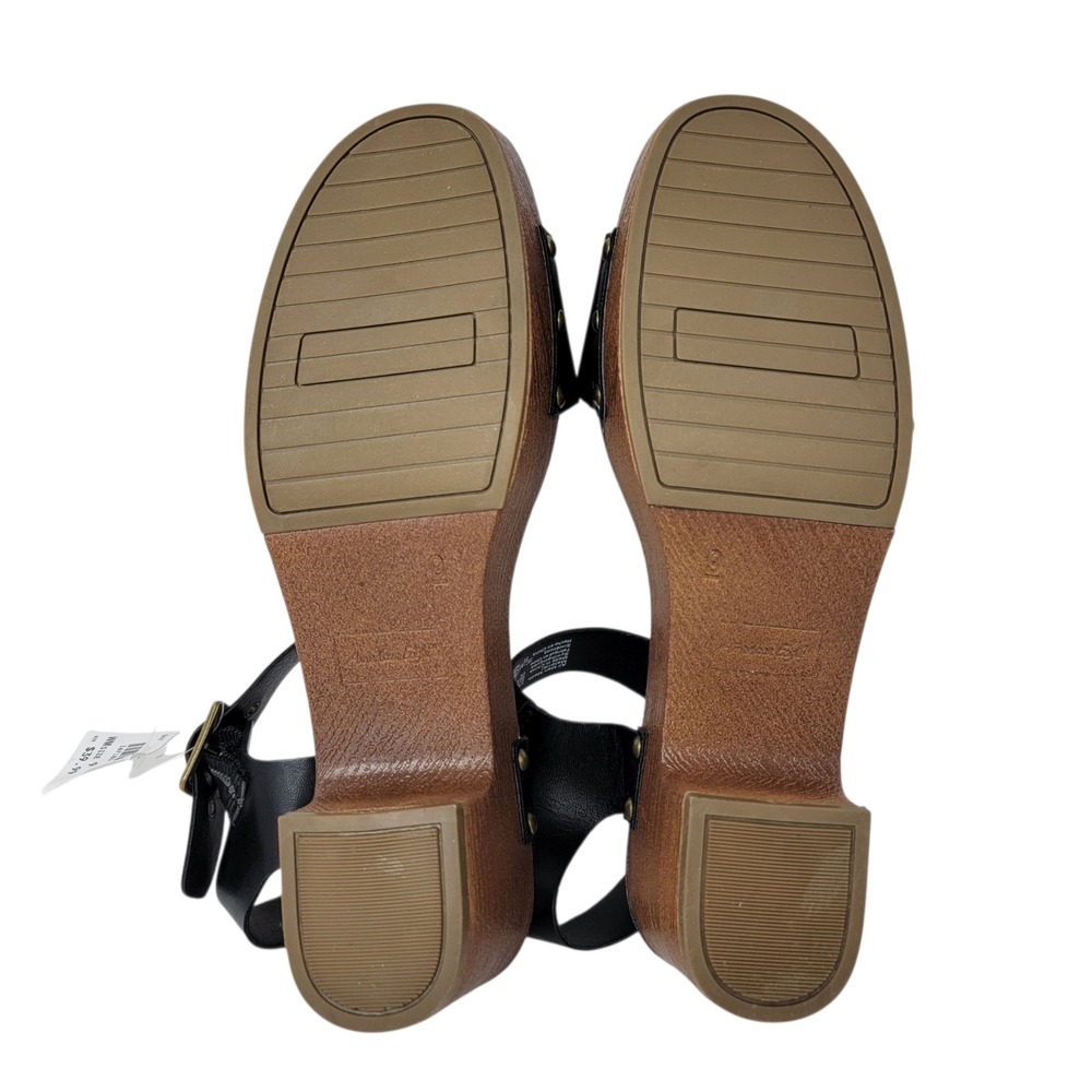 American‎ Eagle Sandals Size 9 Black Strappy Block Heel Studded Buckle Strap New - Picture 13 of 14